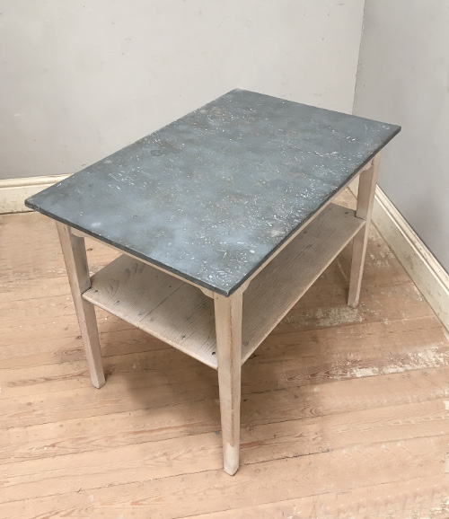old painte pine zinc top table